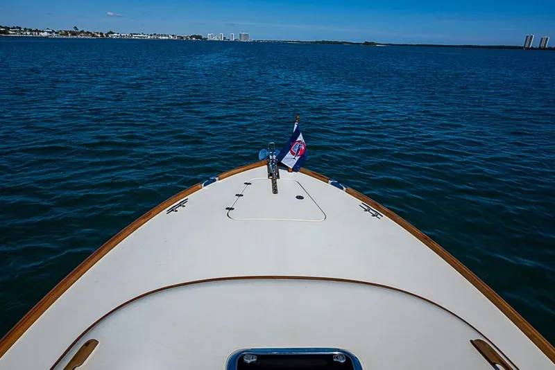 Slide: The Image of Bow view of 2016 Hinckley Picnic Boat MKIII on open water. - 19