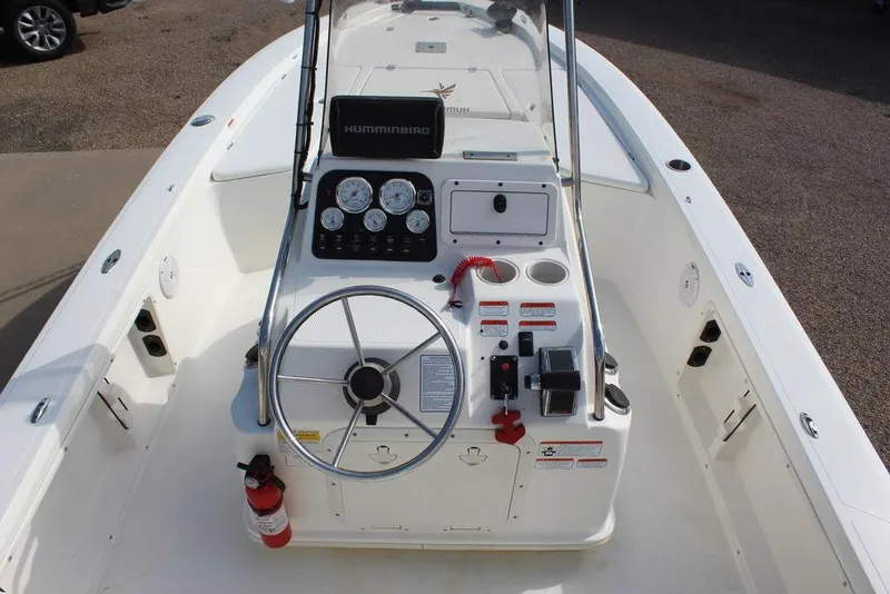 Slide: The Image of Kenner 2201 boat console with steering wheel and Humminbird display, 2009 model. - 14