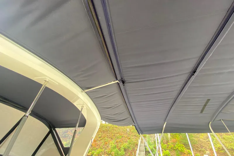 Slide: The Image of 2019 Beneteau Oceanis 51.1 yacht canopy and support structure, close-up view. - 20
