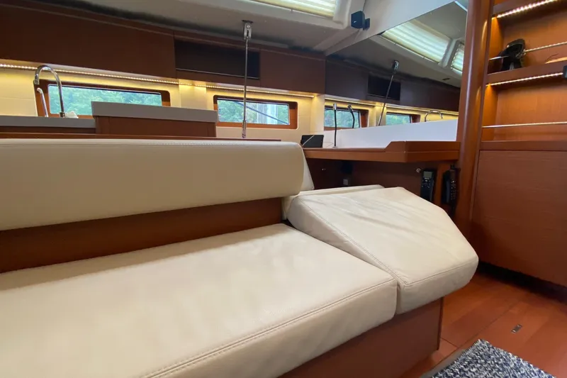 Slide: The Image of Luxurious interior of 2019 Beneteau Oceanis 51.1 yacht with elegant seating and modern design. - 30