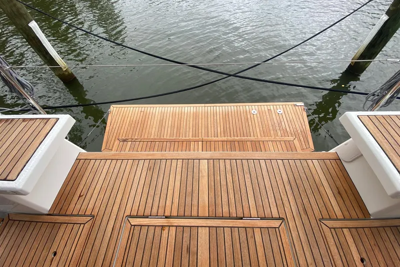 Slide: The Image of Teak deck of 2019 Beneteau Oceanis 51.1 yacht at dockside. - 5