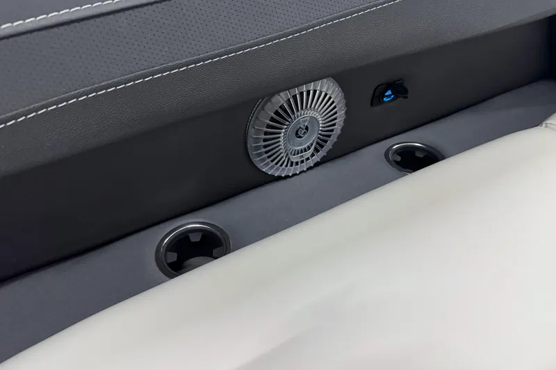 Slide: The Image of 2026 Barletta Cabrio 24UC interior detail with fan and cup holders. - 23