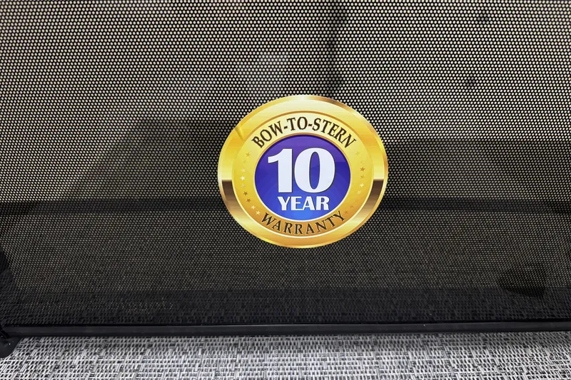 Slide: The Image of 2026 Barletta Cabrio 24UC with 10-year bow-to-stern warranty badge. - 24