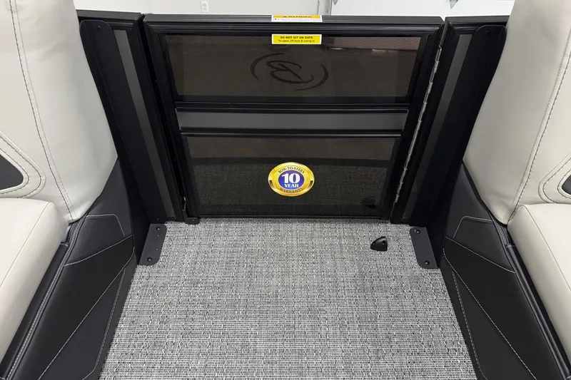 Slide: The Image of 2026 Barletta Cabrio 24UC interior gate with 10-year warranty badge. - 25