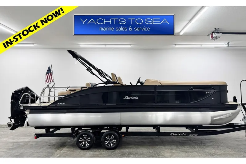 The Image of 2026 Barletta Cabrio 24UC pontoon boat in showroom, available now. - 0