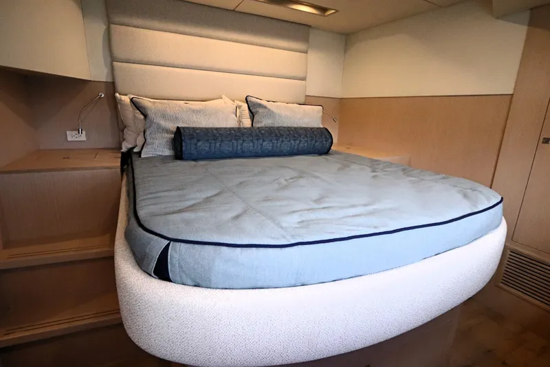 Slide: The Image of Luxurious bedroom interior of 2025 Two Oceans 55 yacht with modern design and cozy bedding. - 32
