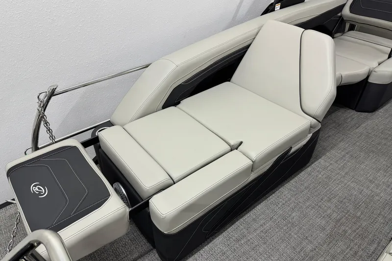 Slide: The Image of 2026 Barletta Cabrio 24M boat interior with luxurious seating and modern design. - 14