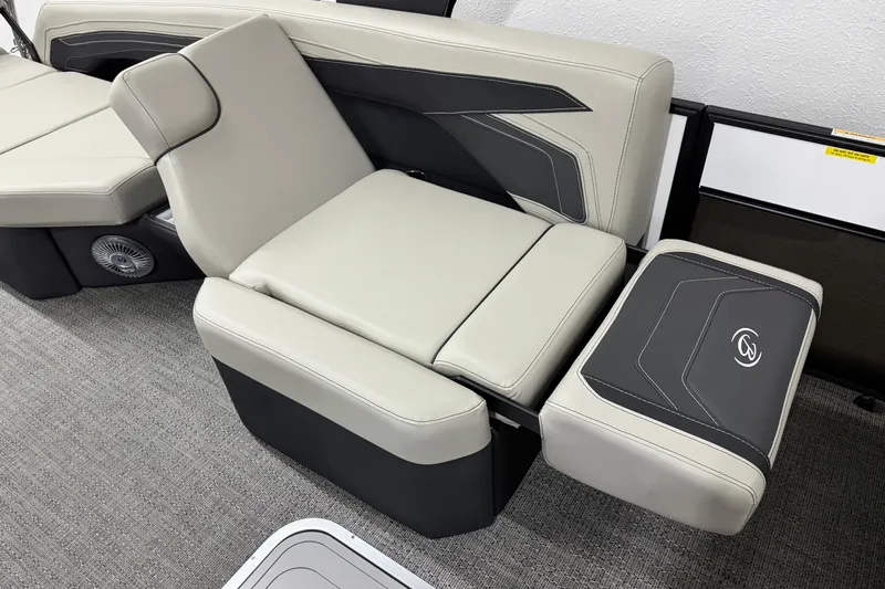 Slide: The Image of Luxurious seating in 2026 Barletta Cabrio 24M pontoon boat, featuring modern design and comfort. - 22