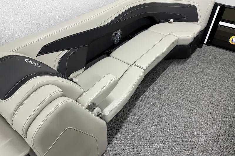 Slide: The Image of 2026 Barletta Cabrio 24M boat interior with luxurious seating and modern design. - 35