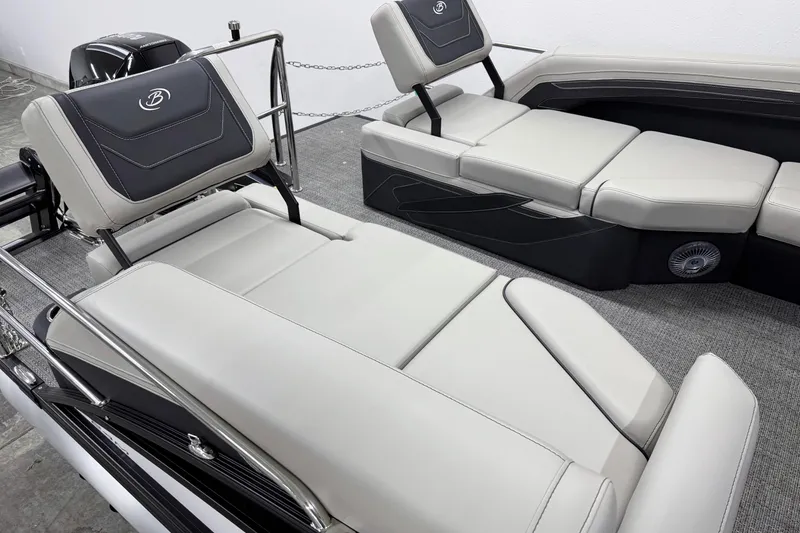 Slide: The Image of 2026 Barletta Cabrio 24M boat interior with luxurious seating and modern design. - 8