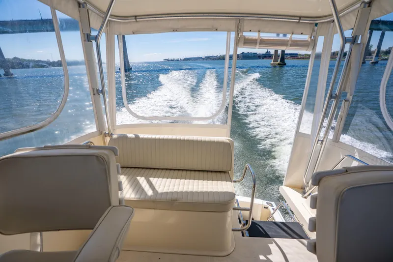 Slide: The Image of Interior view of 2006 Sabreline 36 Fly yacht cruising on open water. - 54