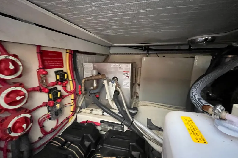 Slide: The Image of Engine room of 2006 Sabre 36 Flybridge Sedan with wiring and components. - 40