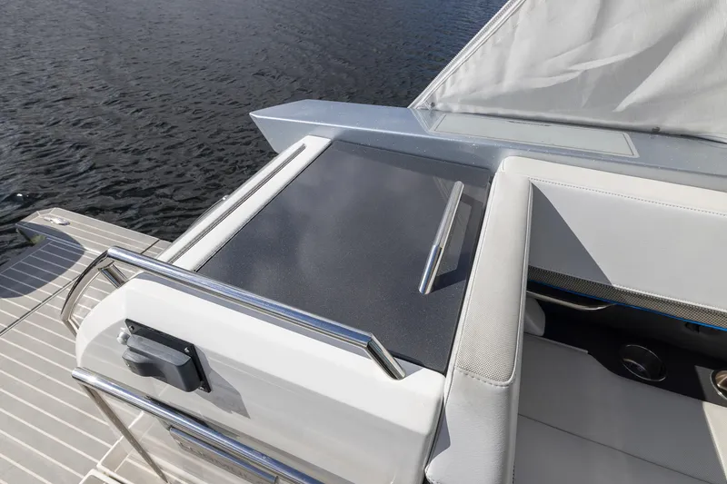 Slide: The Image of 2019 Formula 430 Super Sport Crossover boat deck with sleek design and modern features. - 22