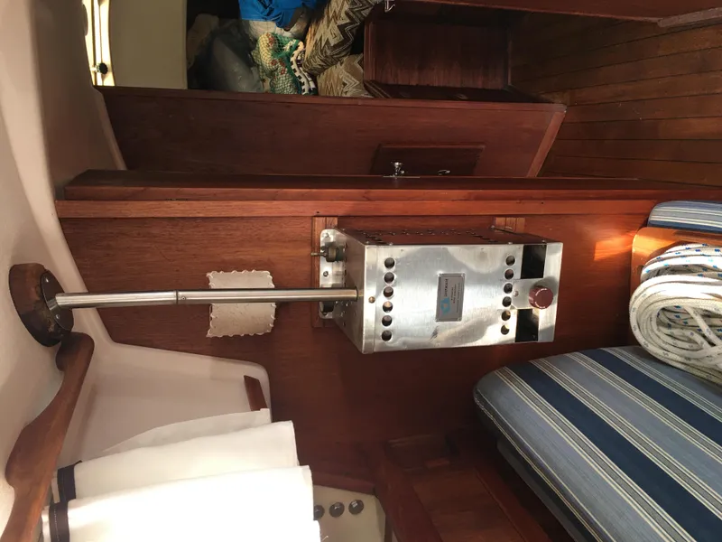 Slide: The Image of Interior of a 1980 Sabre 34 MK II yacht with wood finish. - 10