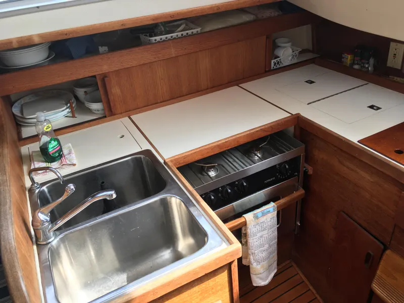 Slide: The Image of Galley area of a 1980 Sabre 34 MK II yacht. - 19
