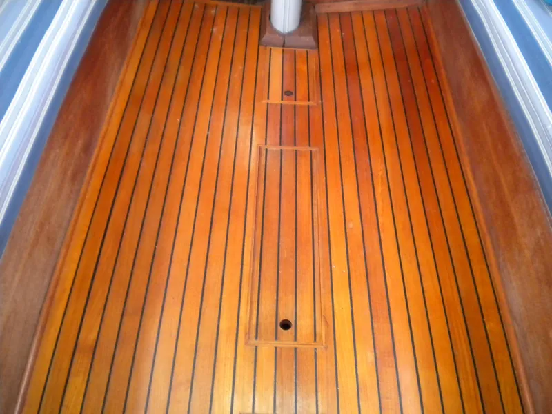 Slide: The Image of Teak deck of a 1980 Sabre 34 MK II sailboat. - 39