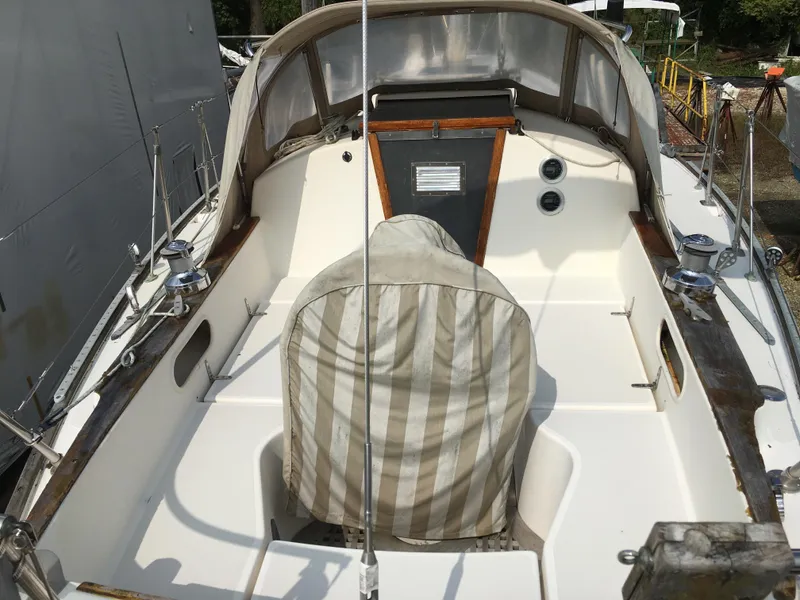 Slide: The Image of Cockpit of a 1980 Sabre 34 MK II yacht with cover. - 6