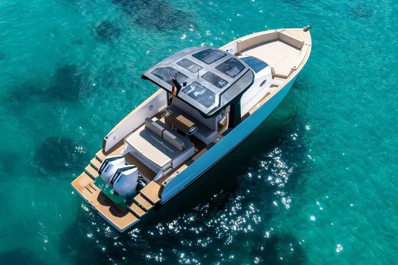 The Image of Tesoro 40 Yacht 2026 on clear water, aerial view. - 0