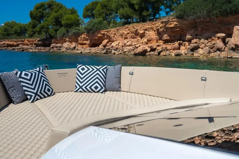 Slide: The Image of Luxurious Tesoro 40 boat with stylish cushions, 2026 model. - 11