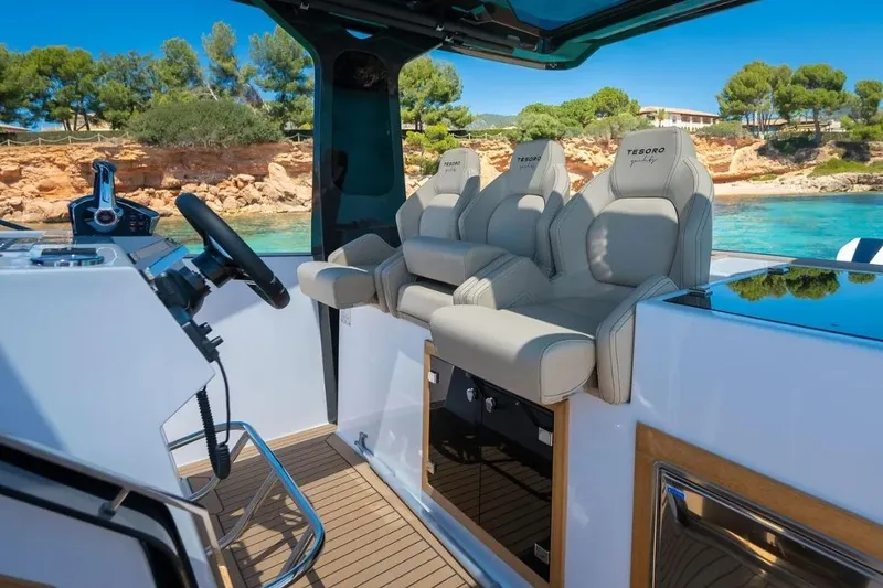 Slide: The Image of Luxurious interior of Tesoro 40 yacht, model year 2026. - 13