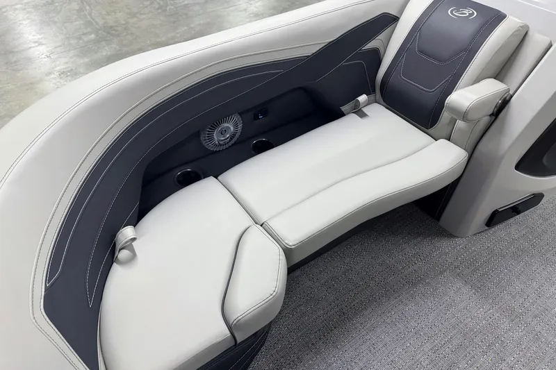 Slide: The Image of Luxurious seating in the 2026 Barletta Cabrio 24UE pontoon boat, featuring elegant design and comfort. - 31