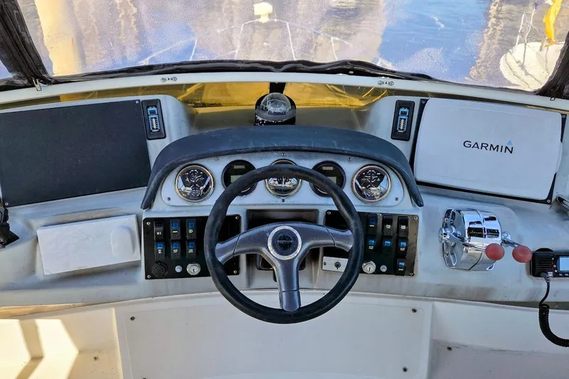 Slide: The Image of Helm of 2000 Carver 396 Motor Yacht with Garmin navigation system. - 9