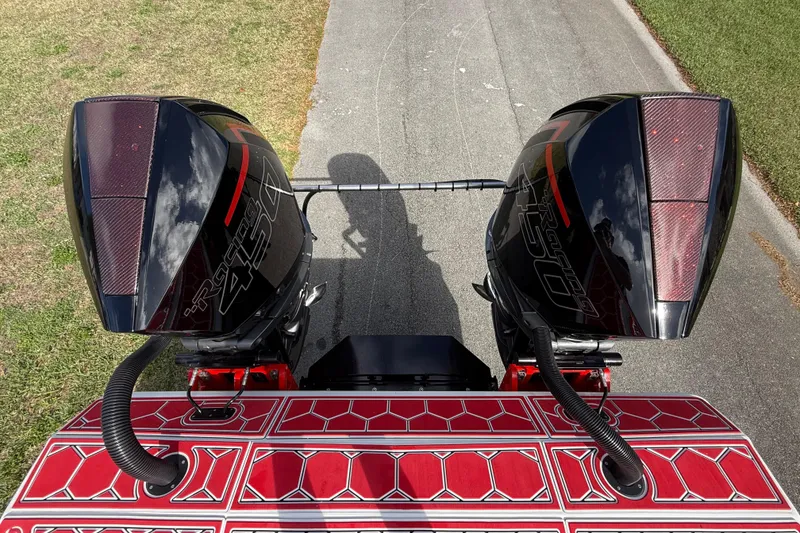 Slide: The Image of Top view of HellKats 30 boat with dual Racing 450 engines, 2020 model. - 56