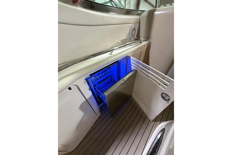 Slide: The Image of Open refrigerator with blue lighting on 2005 Sea Ray 360 Sundancer boat. - 16