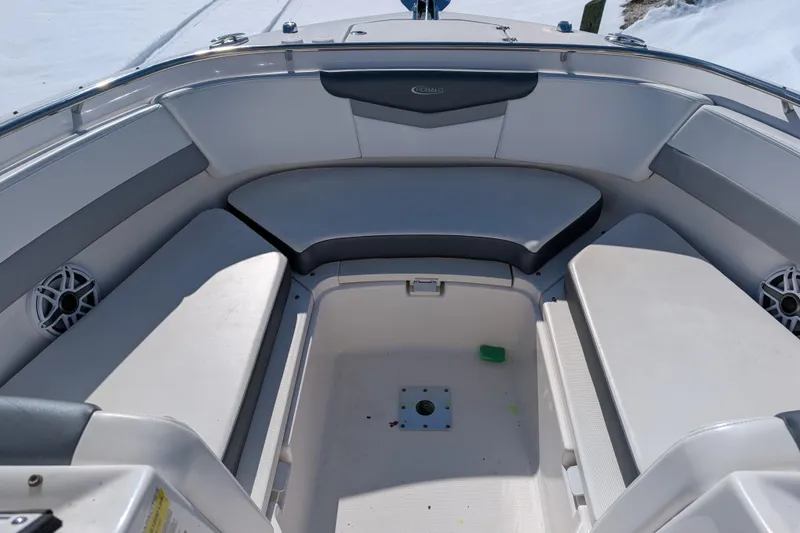 Slide: The Image of 2021 Robalo R247 Dual Console boat interior with spacious seating and modern design. - 17