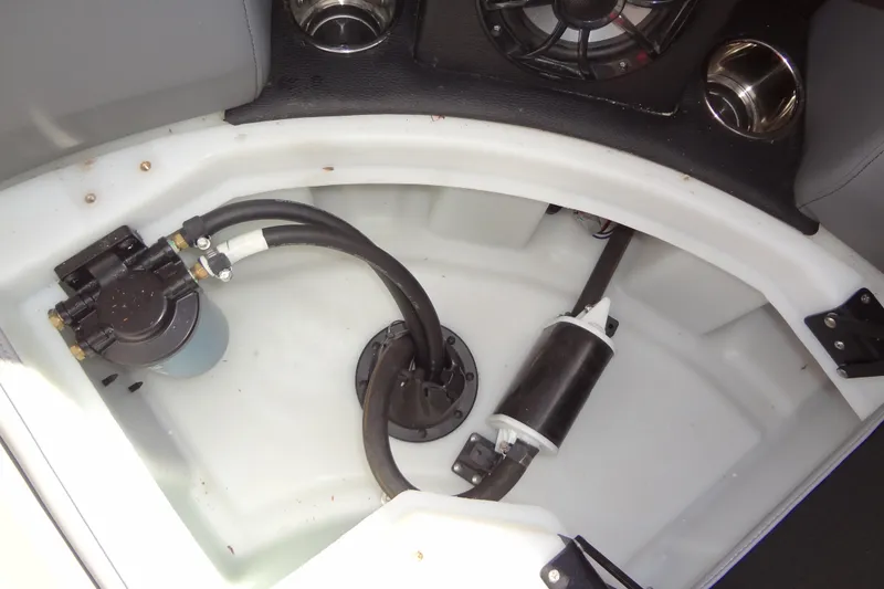 Slide: The Image of 2022 Berkshire 25RFX STS 3.0 boat interior with fuel system components. - 46