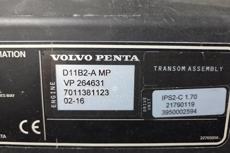 Slide: The Image of Volvo Penta engine label on 2018 Cruisers Yachts 54 Cantius, model D11B2-A MP. - 20