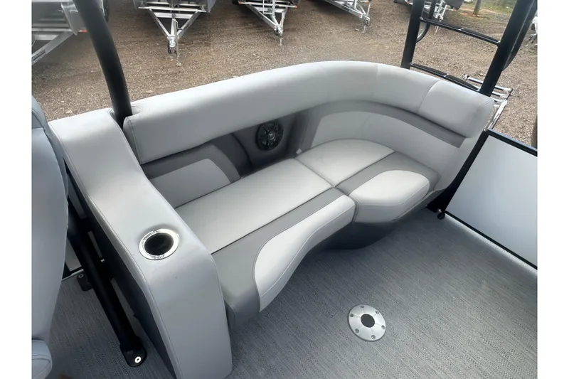 Slide: The Image of 2026 Godfrey Monaco Sun Deck 235 SDC boat deck with metal fixture. - 17