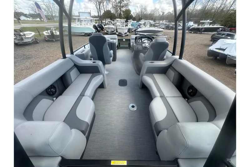 Slide: The Image of 2026 Godfrey Monaco Sun Deck 235 SDC boat interior with open storage compartment. - 31