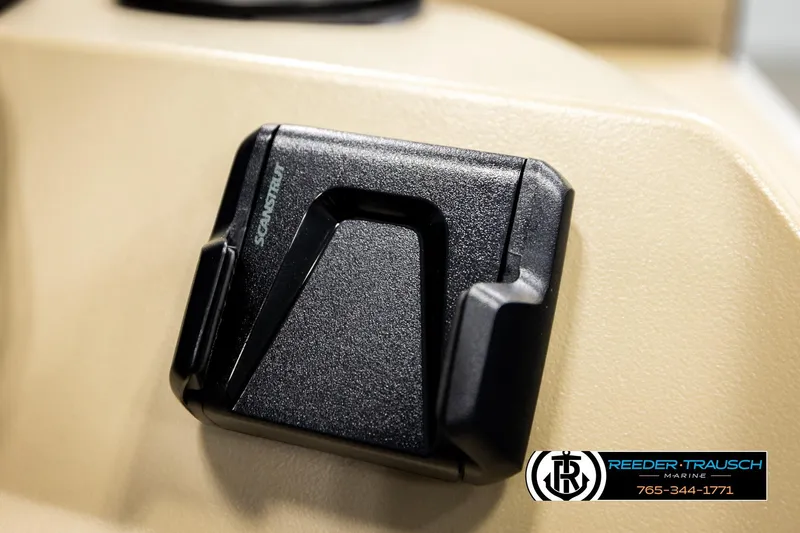 Slide: The Image of 2026 Bennington SSBSF boat component with Scanstrut mount, Reeder-Trausch Marine branding. - 33