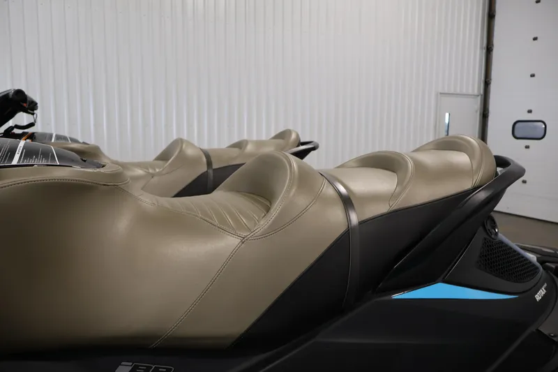 Slide: The Image of 2017 Sea-Doo GTX Limited S 260 jet ski with beige seating in a garage. - 18