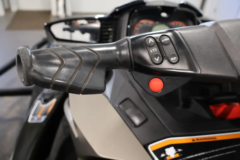 Slide: The Image of 2017 Sea-Doo GTX Limited S 260 handlebar controls with VTS, Sport, and Eco buttons. - 26
