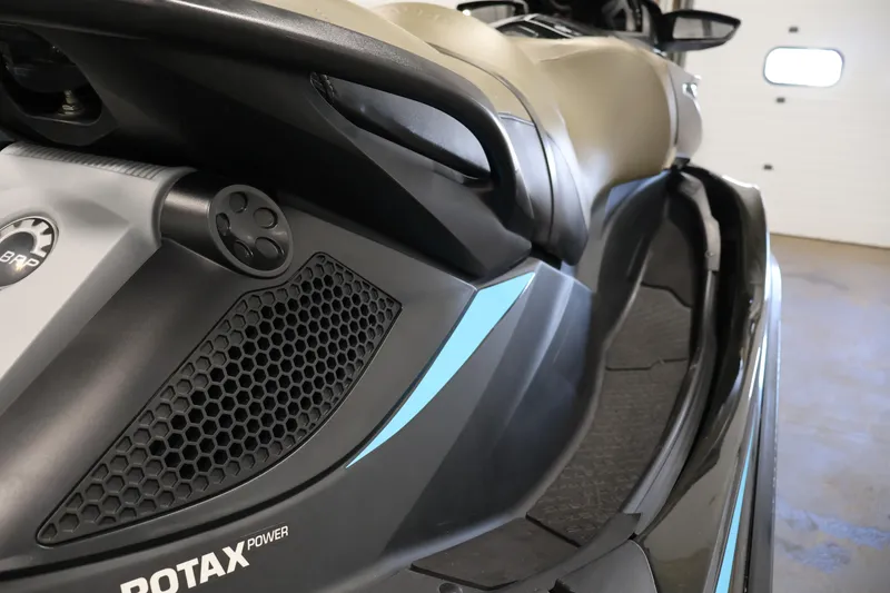 Slide: The Image of 2017 Sea-Doo GTX Limited S 260 jet ski, close-up of sleek design and Rotax engine. - 32