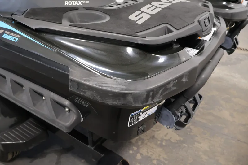 Slide: The Image of 2017 Sea-Doo GTX Limited S 260 jet ski, black, close-up view. - 36