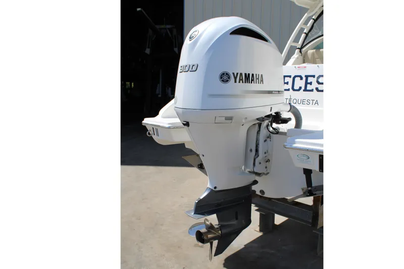 Slide: The Image of 2020 Pursuit DC 235 Dual Console with Yamaha 300 outboard motor. - 11