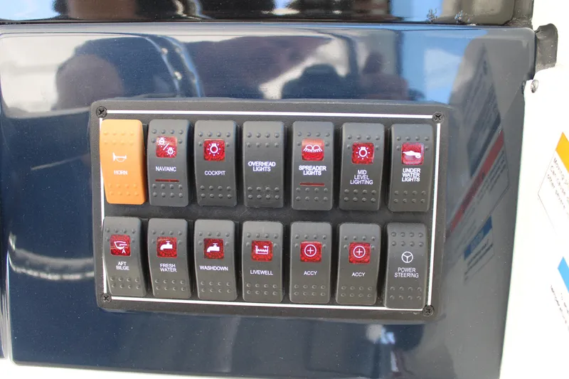 Slide: The Image of Control panel of a 2020 Pursuit DC 235 Dual Console boat with Yamaha display. - 28