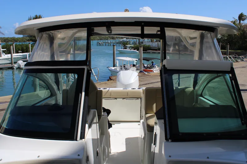 Slide: The Image of 2020 Pursuit DC 235 Dual Console boat anchor system with control panel. - 45