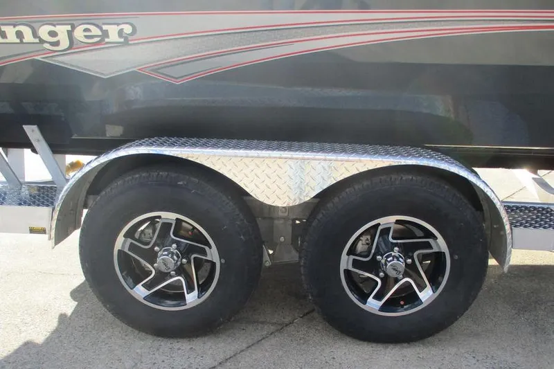 Slide: The Image of 2026 Ranger RB200 trailer with dual wheels and chrome fenders. - 12