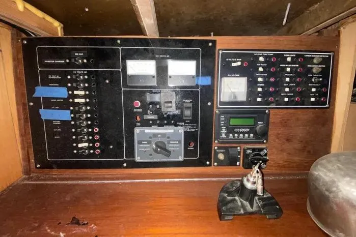 Slide: The Image of Electrical control panel of a 1966 Vanguard Bermudian Sloop sailboat. - 13