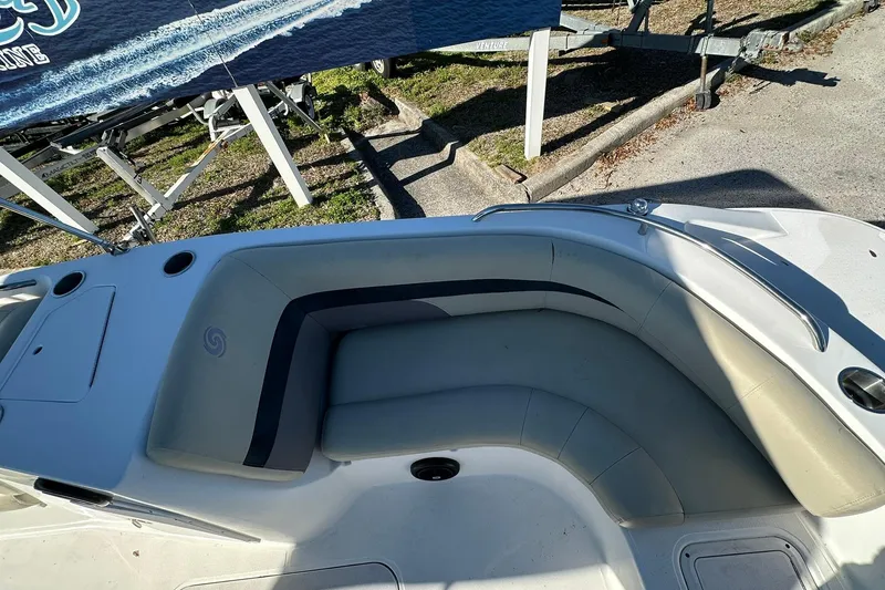 Slide: The Image of 2019 Hurricane SunDeck Sport 188 OB boat with spacious seating and cup holders. - 12