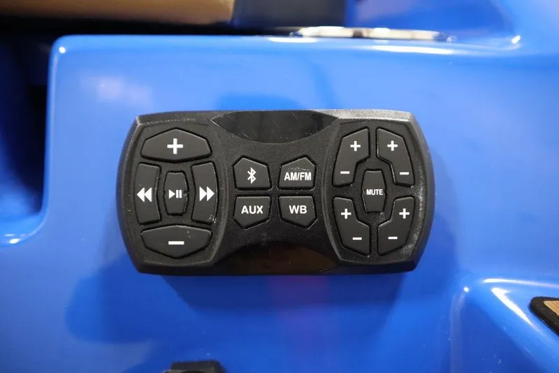 Slide: The Image of Control panel of 2024 Yamaha Boats 222XE, featuring audio and Bluetooth functions. - 52