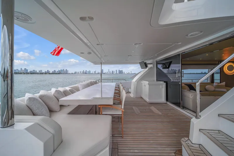 Slide: The Image of Luxurious 2017 Azimut 95 Raised Pilothouse yacht with spacious deck and stunning city skyline view. - 37