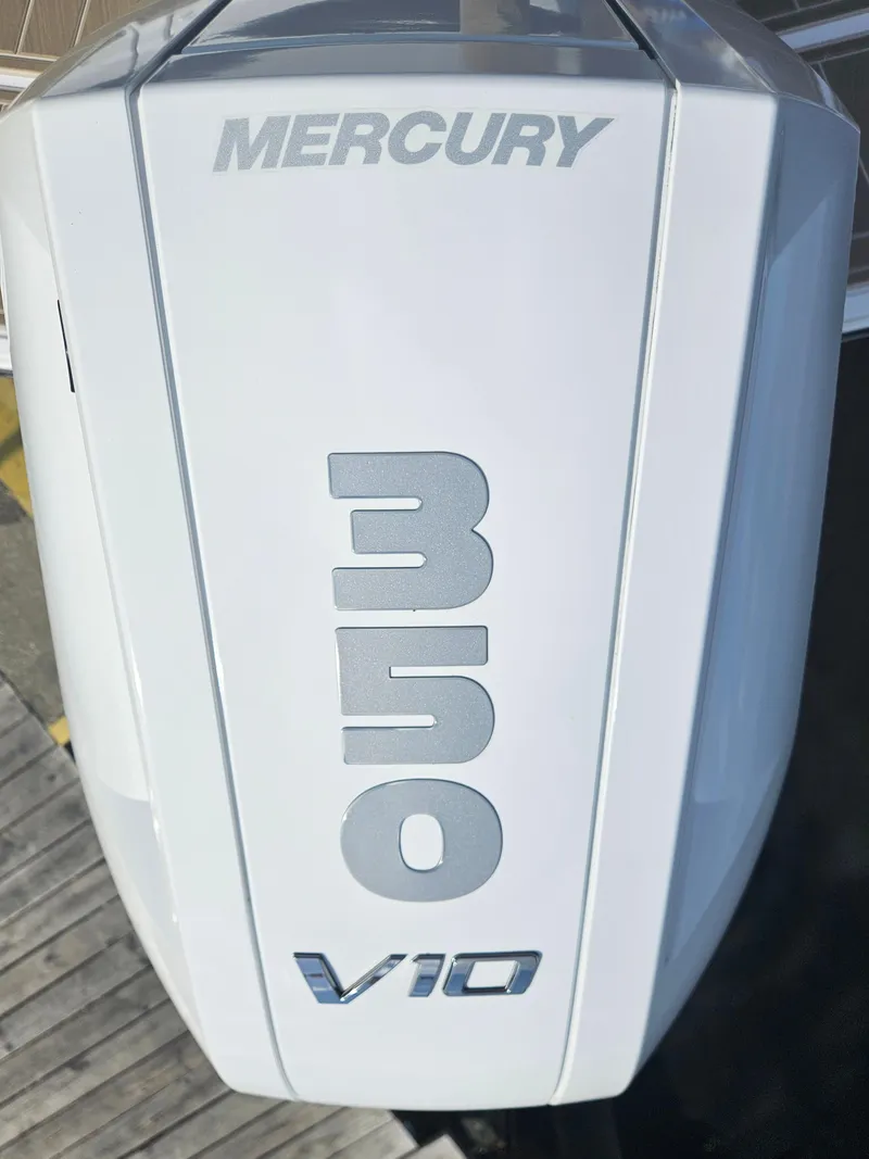 Slide: The Image of Mercury 350 V10 engine on a 2025 Monterey M-65 boat. - 7