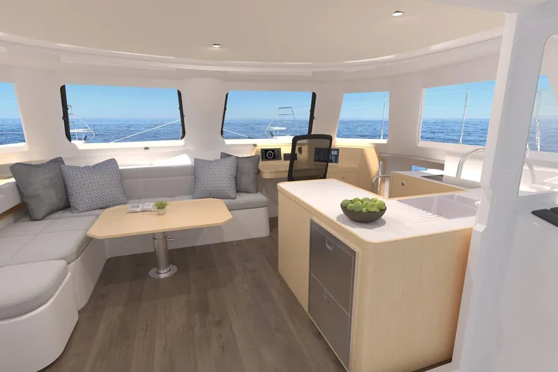 Slide: The Image of Luxurious interior of 2026 Seawind 1270 catamaran with modern seating and ocean view. - 22