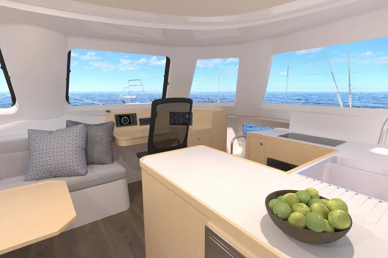 Slide: The Image of Luxurious interior of 2026 Seawind 1270 catamaran with ocean view and modern amenities. - 28
