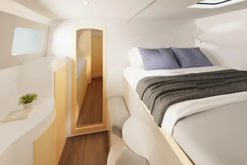 Slide: The Image of Luxurious interior of 2026 Seawind 1270 catamaran with cozy bed and modern design. - 38